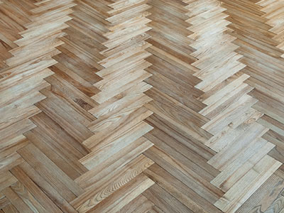 Herringbone parquet floor fitting in Maida Vale