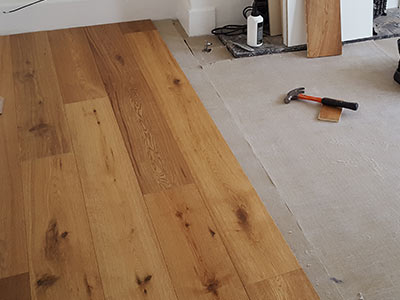 Engineered wood floor installation