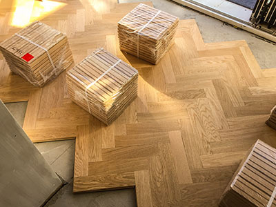 Parquet floor fitting in Surbiton