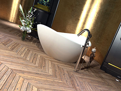 Chevron parquet floor installation in Luton